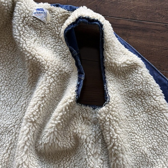 Made In USA Vintage Wrangler Denim Men's Sherpa Vest Excellent Condition Size XL - Picture 9 of 9